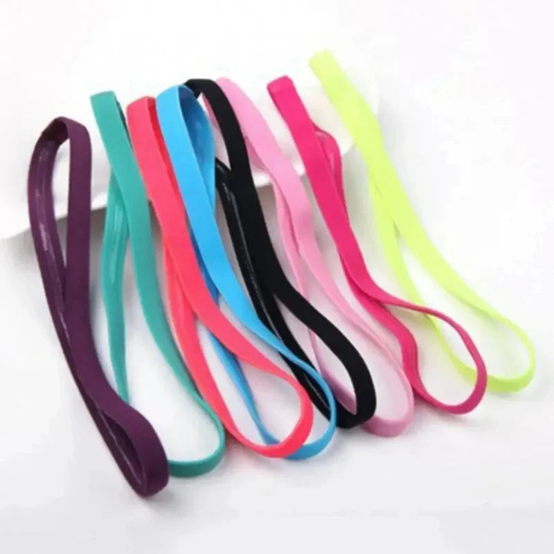 5Pcs Candy Color Women Men Yoga Hair Bands Sports Headband Girls Sport Anti-Slip Elastic Rubber Sweatband Football Running
