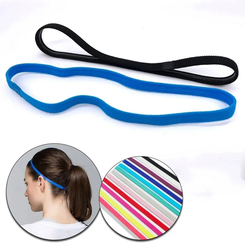 5Pcs Candy Color Women Men Yoga Hair Bands Sports Headband Girls Sport Anti-Slip Elastic Rubber Sweatband Football Running