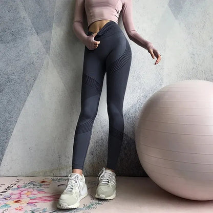 Fitness Pants Women Stretch Tight Peach Buttock Lifting Yoga Pants High Waist Belly Holding Quick Dry Running Sweat?Pants Fitnes
